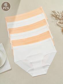 6 pièces Culottes bikini confortables et douces, culottes sans couture invisibles, sous-vêtements respirants pour dames, sous-vêtements et lingerie pour femmes