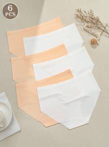 6 pièces Culottes bikini confortables et douces, culottes sans couture invisibles, sous-vêtements respirants pour dames, sous-vêtements et lingerie pour femmes