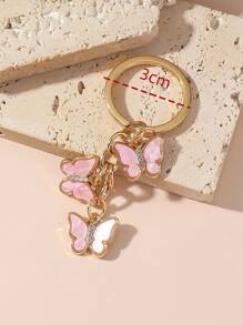 1pc Fashionable Rhinestone Butterfly Keychain, Pendant Bag Accessory For Women - Pink - View 2