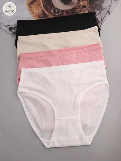 4pcs Women High Waist Breathable Cute Comfortable Sports Briefs