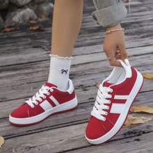 Women Casual Slip-On Sneakers, Fashionable, Comfortable, Lightweight - Red - View 1