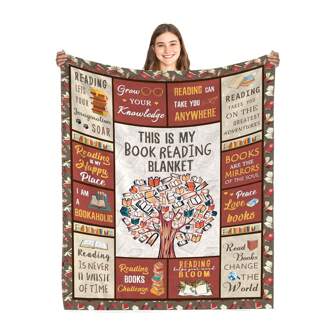 Book Lovers Gifts Blanket, Gifts For Book Lovers Women, Reading Blanket For Book Lovers, Librarian Gifts For Women Ideas Christmas Birthday Graduation, Book Club Gifts, Best Bookworm Gifts