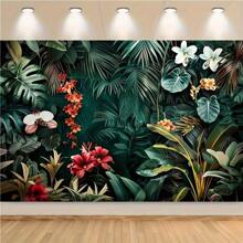 Tropical Banana Leaf Flower Wallpaper, 70.8x90.5 Inches, Polyester Material, No Power Supply, Multi-Functional Party Decoration, Bedroom, Living Room, TV, Sofa, Table Wall Decoration, Event Banner Decoration