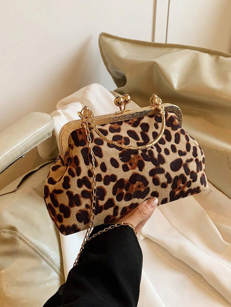 New Fashion Leopard Print Shell Shaped Crossbody Shoulder Handbag For Evening - Brown - View 1