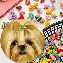 Conjunto de grampos de cabelo para animais de estimação - Padrões fofos para cães e gatos, acessórios para pelos de animais de estimação, designs florais e de animais Grampos de cabelo para tosa de cães - Ótimos para presentes de animais de estimação e salão de tosa de animais de estimação