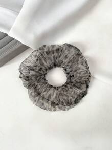 1pc Leopard Print Mesh Hair Scrunchie, Hair Tie, Hair Accessory ,Hair Accessories, Scrunchy Hair Ties