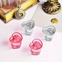 6PCS,Heart-Shaped Glasses, Mini Cute Shot Glasses, Suitable For Valentine's Day, Party Receptions, Tequila Glasses