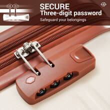 4-Wheel ABS Hard Shell Travel Trolley Suitcase Set, Hand Luggage 24 Inch, Ivory And Brown - Multicolor - View 9