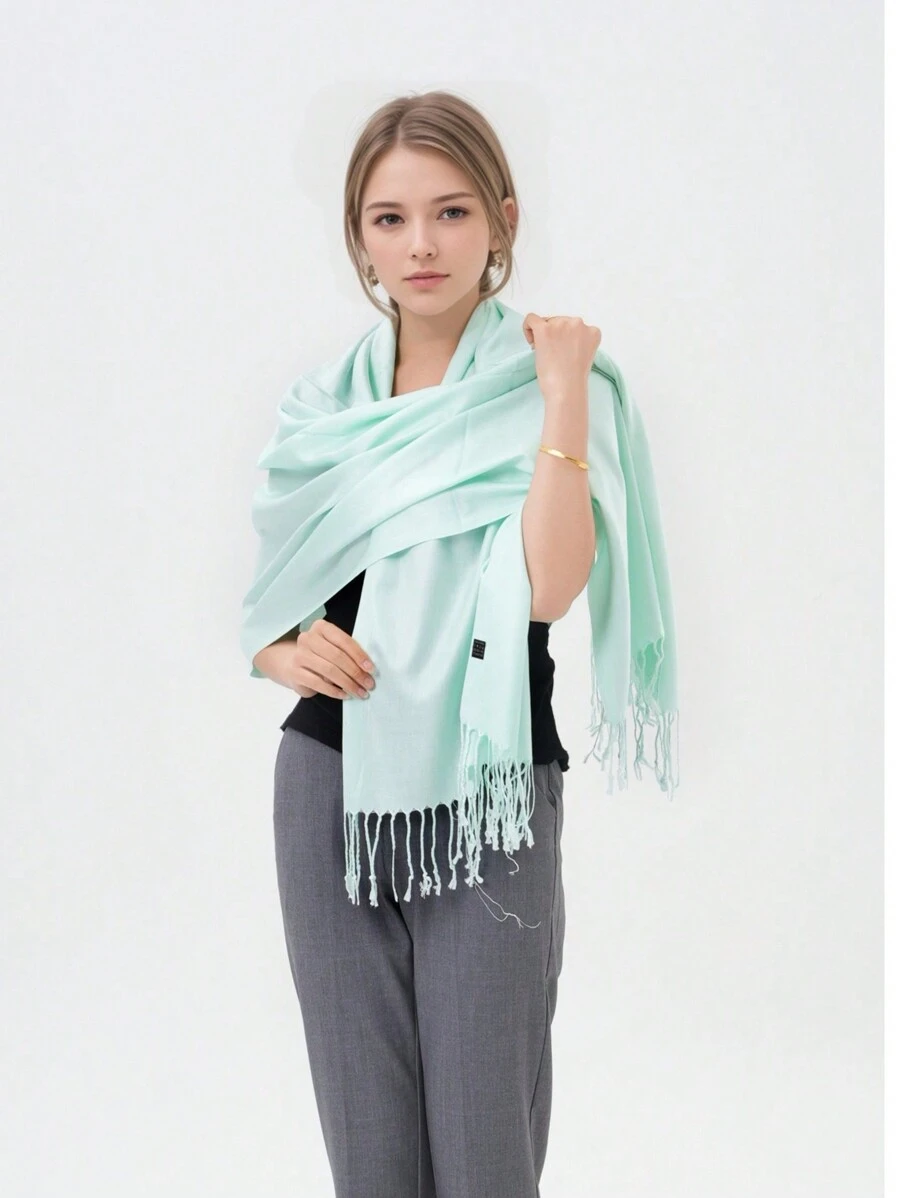 High-Quality Classic Solid Pashmina Scarf – Perfect For Weddings And Special Events - Oceanfront - View 1