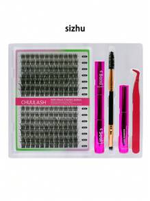 280/168 件 8-16 毫米 DIY 睫毛延长混合款式睫毛簇单独配有粘合剂和密封剂去除镊子睫毛刷用于自行化妆 - 黑色 - 查看 5