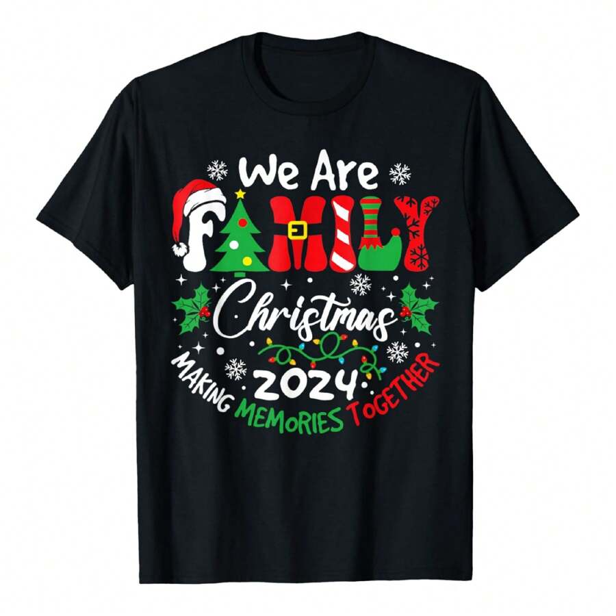 We Are Family Christmas 2024 Making Memories Together Xmas T-Shirt - 黑色 - 查看 1