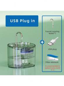 1pc 2.2L Large Capacity Transparent Automatic Filtered Cat/Dog Lover Gift And Dog/Cat Mom Love Water Dispenser, Stainless Steel Faucet To Attract Cat Lover Gift And Cat Mom Loves/Dog Lover Gift And Dog Mom Loves To Drink, Super Quiet Pump, Suitable For Small/Medium Cat/Dog Lover Gift And Dog/Cat Mom Loves, Motion Sensor & Filter Cartridge Available