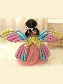 1 个天使翅膀气球，大尺寸全息彩色渐变蝴蝶翅膀气球，适合生日，男女通用