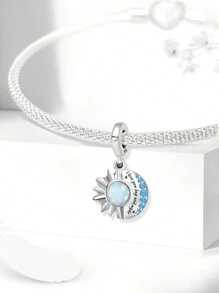 1 PC 925 Sterling Silver Blue Star And Moon Series Valentine's Day Bead Pendant Charm Suitable For Bracelets DIY Women's Jewelry