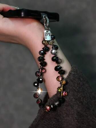 Fashionable Beaded Phone Wrist Strap, Universal Fit For All Smartphones, Luxury Beaded Decoration With Finger Ring Stand Gifts For Mother, Family, Friends, Birthday, Holiday Phone Charm, Phone Chain