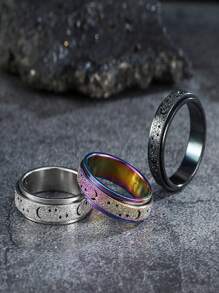 1pc Hollow Star Moon Stainless Steel Exquisite Ring,Special Gifts For Family And Friends