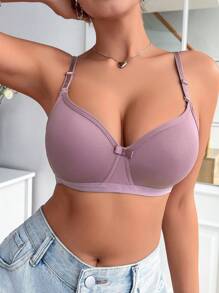 3PCS Lady's Comfortable Sleep Multicolour Casual Wireless Soft Cup Solid Underwear Lingerie Bra