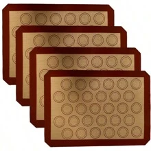 Juego de tapetes de silicona para hornear macarons - 4 paquetes de láminas de hornear reutilizables antiadherentes y resistentes al calor, tapetes de silicona multiusos para hornear, aptos para lavavajillas, ideales para Navidad, Acción de Gracias, Día de San Valentín, Día de la Madre, Día del Trabajo - 16.6x11.6 pulgadas