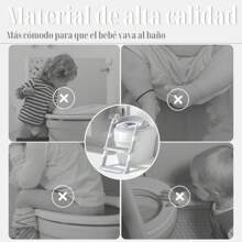 Asiento de Entrenamiento para Baño para Niños, Adaptador para Baño Infantil con Escalera Antideslizante y Plegable, Asiento Ergonómico y Acolchonado, Edad de 2 a 7 Años - Gris - Ver 6