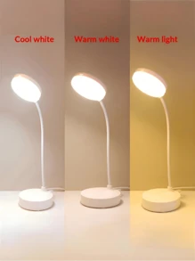 1 pieza Lámpara de escritorio LED redonda con protección ocular, carga USB, ajuste de 3 colores, plegable y portátil para estudiantes, adecuada para dormitorio, estudio, dormitorio universitario, iluminación de oficina
