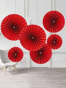 Set de 6/12 abanicos de papel rojo vívido con flores decorativas - Ideal para la celebración del Año Nuevo Chino y decoración de fiestas de bodas, agrega colores festivos a cualquier hogar o restaurante