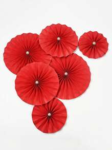 Set de 6/12 abanicos de papel rojo vívido con flores decorativas - Ideal para la celebración del Año Nuevo Chino y decoración de fiestas de bodas, agrega colores festivos a cualquier hogar o restaurante