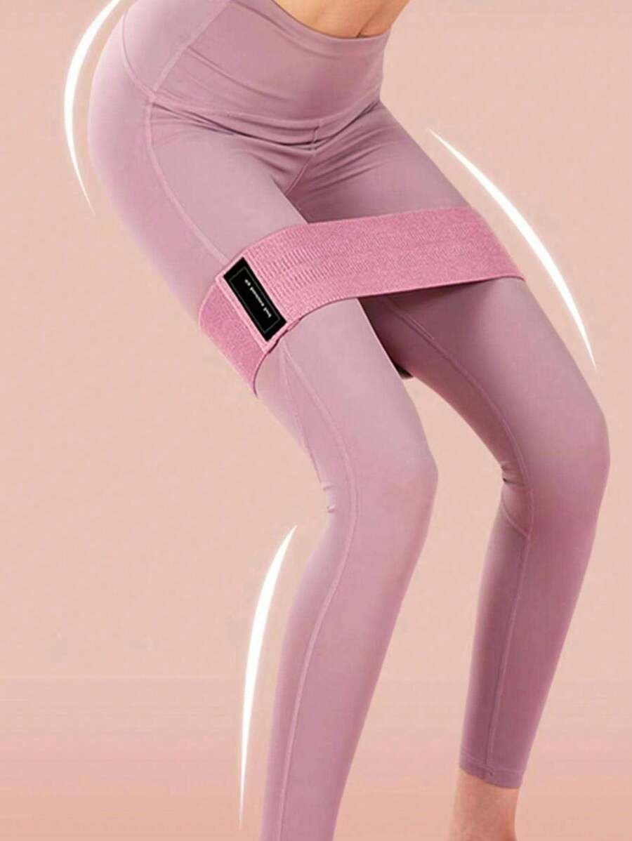 1pc Elastic Squat Resistance Band For Hip Exercise, Yoga Stretching Training - Pink - View 1