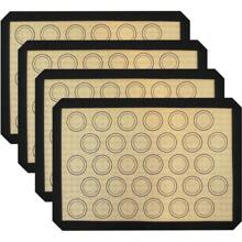 Juego de tapetes de silicona para hornear macarons - 4 paquetes de láminas de hornear reutilizables antiadherentes y resistentes al calor, tapetes de silicona multiusos para hornear, aptos para lavavajillas, ideales para Navidad, Acción de Gracias, Día de San Valentín, Día de la Madre, Día del Trabajo - 16.6x11.6 pulgadas