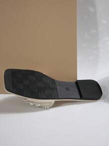 Sandalias planas de lujo para mujer, grandes tamaños antideslizantes de tacón bajo para primavera, verano y otoño de 2024, zapatillas casuales y versátiles para vacaciones, playa y hogar, impermeables con cristales y rhinestone