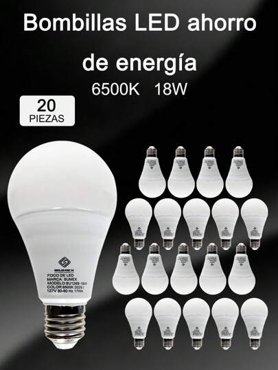10/20/30/50 Pzas Foco Led Para Casa 5/7/9/12/15/18/21w Ahorradores Bombilla E27 Luz Blanco Frío
