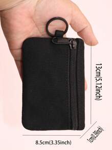 1pc Simple Outdoor Brand Camping Hiking Fishing Zipper Card Holder Key Chain Earphone Case Small Item Storage Casual Style Lanyard Length Approx. 45cm For Women Wallet Mini Wallet Purse Wallet For Men Wristlet Wallet Coin Wallet Travel Wallet - Black - View 5