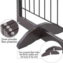 Extra Wide Dog Gate Freestanding Pet Gate For Dogs,Foldable Puppy Fence With Support Feet Suitable For Doorway, Stairs,98 In Wide 32 In Tall (4-Panel,Espresso) - Espresso - View 6