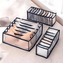 3-Piece Set: 6-Grid, 7-Grid And 11-Grid Layered Underwear Storage Boxes, Thickened Drawer-Style Storage Box, Mesh Bra Storage Box, Foldable Nylon Bra Storage Box - Closet Drawer Organizers For Storing Women's Underwear, Socks And Ties, Essential For Dorm, Back To School And Christmas - Multicolor - View 1