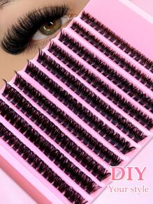 200PCS Dramatic C-Curl 8-16MM Mix DIY Lash Extension Kit Set DIY Bottom Lashes Eyelashes Book Big Volume Soft Individual Cluster Lashes Create A Fluffy Natural Wispy Y2k Butterfly Elements Pink Base Card Look At Home Long Lasting DIY Lashes Glue ,DIY Glue Remover,DIY Lashes Tweezers (Bottom Lashes+100D)