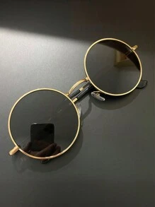 Classic Retro Hip Hop Circular Polarized Glasses, Men's Metal Fashion Glasses Casual Fashion Glasses Accessories, Suitable For Vacation Travel, Driving, Fishing, Beach Party, Music Festival, Costume Play Decorative Props, Ideal For Own Use Or Gift. For Summer Beach Vacation,Outdoor,Travel - Clear - View 5