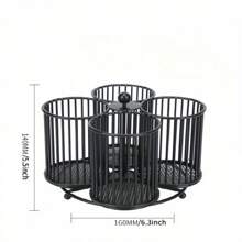 Giá đựng đồ dùng nhà bếp xoay 360°, Giá đựng đồ dùng nhà bếp, Giá đựng đồ dùng phẳng 4 ngăn, Giá đựng đồ dùng trên quầy bếp cho thìa, dao, thìa và nĩa, Giá đựng dao kéo trên quầy bếp cho bữa tiệc - màu đen - Xem 4