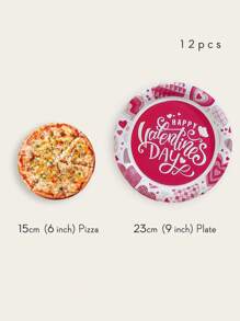 24/12 件情人节纸盘、情人节礼物、红色一次性派对托盘、7 英寸/9 英寸纸盘、沙拉、甜点、蛋糕、新娘送礼会、婚礼装饰、礼品、派对装饰、烛光晚餐、派对礼品、晚餐、披萨、周年纪念、情人节派对