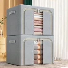 Foldable Clothes Basket Home Storage Bag Large Capacity Clothes Storage Boxes For Cotton Quilt Hat Scarf Storage Box Wardrobe Organizer - Multicolor - View 6