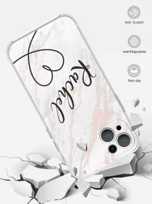 Individuell angepasste iPhone 11 12 13 14 15 16 Pro Max Marmor Herz-förmige Handyhülle, individuell angepasste S24 Ultra Mehrfarbige Text Handyhülle, individuell angepasste Mädchen Signatur Handyhülle, geeignet als Geschenk zum Geburtstag für Mädchen, Valentinstag, individuell angepasste Signatur bunte Buchstaben stoßfeste dicke transparente Handyhülle Schutzhülle TPU weiches Handyhülle