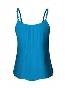 Built In Bra Padded Women Camisole Cami Vest Plus Size 2 In 1 Push Up Tank Tops Summer Beach Flowy Swing Casual Loose Fit Blouse Top Shelf Bra Spaghetti Strap S To 4XL - 藍色 - 查看 5