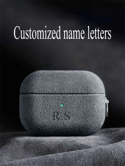 [Customized]Personalized Luxury Laser Lettering Name DIY Customized Turn Fur Cover Compatible With Airpods Pro 1 2 3 4 Pro 2 Pro 3 Couple Earphone Case With Keychain Cases