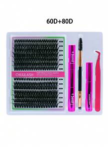 280/168 件 8-16 毫米 DIY 睫毛延长混合款式睫毛簇单独配有粘合剂和密封剂去除镊子睫毛刷用于自行化妆 - 黑色 - 查看 18