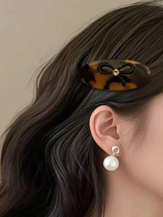 1 件精美闪亮钻石蝴蝶结发夹复古时尚碎发刘海夹甜美简约侧夹鳄鱼发夹发夹