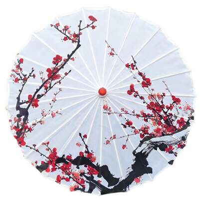 Chinese Floral Umbrella With Peony, Plum Blossom  Lotus Designs, One-Size-Fits-All, Perfect For Elevating Your Holiday Look, Available In Various Colors