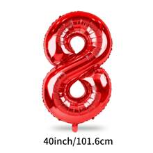 40 英寸大数字气球，铝箔聚酯薄膜大数字气球，适用于生日派对用品装饰，圣诞节 - 紅色 - 查看 22