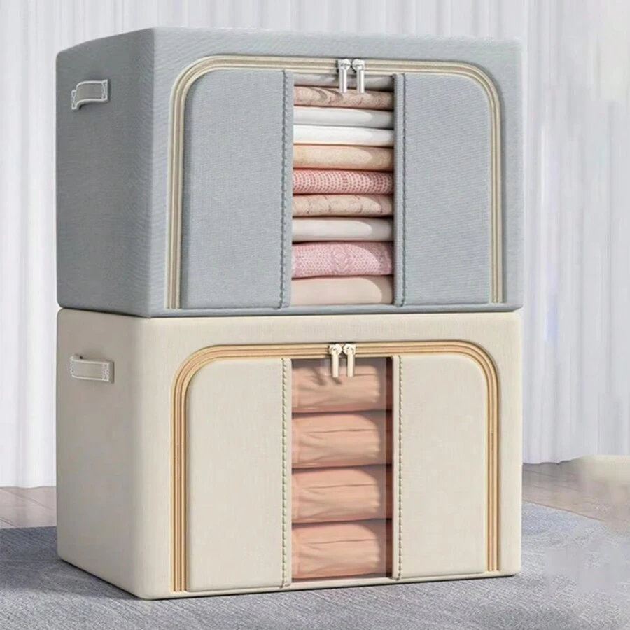 Foldable Clothes Basket Home Storage Bag Large Capacity Clothes Storage Boxes For Cotton Quilt Hat Scarf Storage Box Wardrobe Organizer - Multicolor - View 1