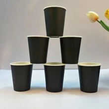 10 件/20 件/50 件黑色纸杯、纸咖啡杯、一次性饮水杯、热/冷饮纸杯、纸质派对杯，适合热水、果汁、派对、野餐 - 黑色 - 查看 7