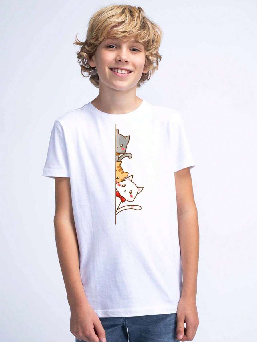 T-Shirt Cartoon Shirt Breathable Blouse Boy Cotton