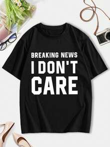 Breaking News I Don't Care Hoodie - Funny Graphic Sweatwomen Shirt With Cozy Kangaroo Pocket For Casual Comfort - Black - View 3