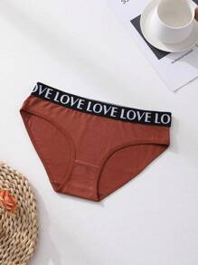 6 piezas de bragas de mujer con cintura baja, sin costuras, con estampado de letras LOVE, ropa interior cómoda y transpirable para deportes